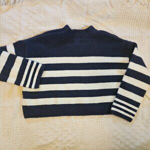 Sincerely Jules Navy and White Striped Sweater Cowl Neck